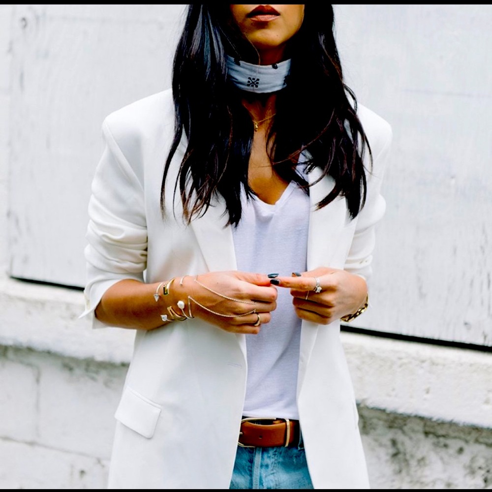 Banana Republic White Slim Long Blazer 14